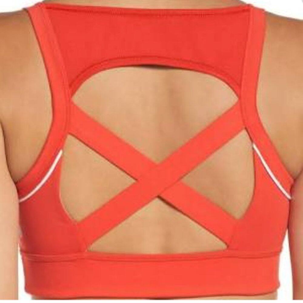 ZELLA Sporty Red White Sports Bra Criss Cross Back XL